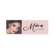 Blush Pink Black Script Photo Makeup Mini Business