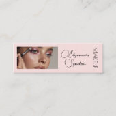 Blush Pink Black Script Photo Makeup Mini  Mini Visitekaartje (Voorkant)