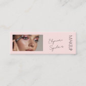 Blush Pink Black Script Photo Makeup Mini  Mini Visitekaartje (Voorkant)