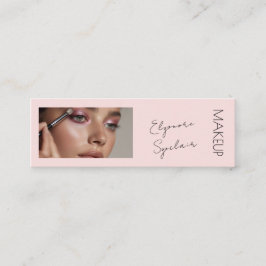 Blush Pink Black Script Photo Makeup Mini  Mini Visitekaartje
