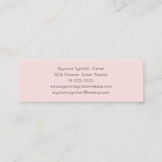 Blush Pink Black Script Photo Makeup Mini  Mini Visitekaartje (Achterkant)