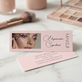 Blush Pink Black Script Photo Makeup Mini Mini Visitekaartje
