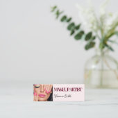 Blush Pink Black Script Photo Makeup Mini Visitekaartje (Staand voorkant)