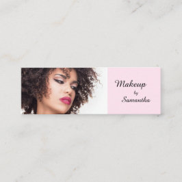 Blush Pink Black Script Photo Makeup Mini Visitekaartje