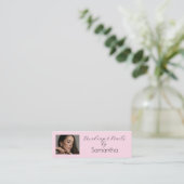 Blush Pink Black Script Photo Makeup Mini Visitekaartje (Staand voorkant)
