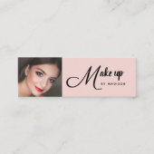 Blush Pink Black Script Photo Makeup Mini Visitekaartje (Voorkant)