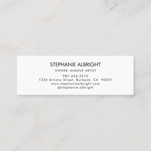 Blush Pink Black Script Photo Makeup Mini Visitekaartje (Achterkant)