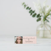 Blush Pink Black Script Photo Makeup Mini Visitekaartje (Staand voorkant)