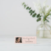 Blush Pink Black Script Photo Makeup Mini Visitekaartje (Staand voorkant)