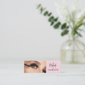 Blush Pink Black Script Photo Makeup  Mini Visitekaartje (Staand voorkant)