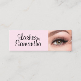 Blush Pink Black Script Photo Makeup Mini Visitekaartje