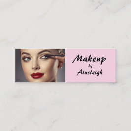 Blush Pink Black Script Photo Makeup Mini Visitekaartje