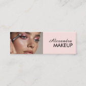 Blush Pink Black Script Photo Makeup  Mini Visitekaartje (Voorkant)