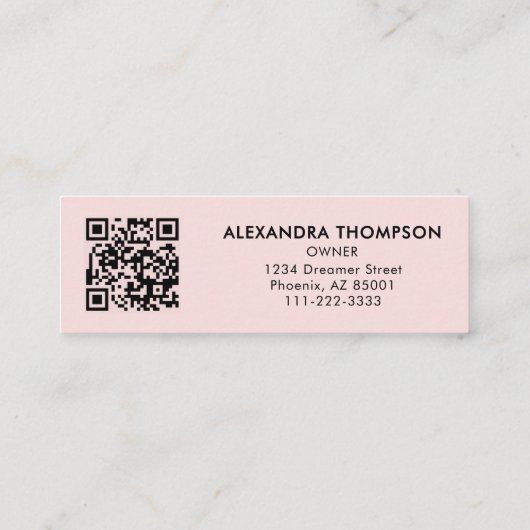 Blush Pink Black Script Photo Makeup  Mini Visitekaartje (Achterkant)