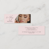 Blush Pink Black Script Photo Makeup Modern Mini Visitekaartje (Voorkant / Achterkant)