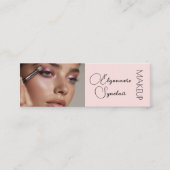 Blush Pink Black Script Photo Makeup QR Social Mini Visitekaartje (Voorkant)