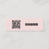 Blush Pink Black Script Photo Makeup QR Social Mini Visitekaartje (Achterkant)