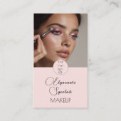 Blush Pink Black Script Photo Makeup  Visitekaartje (Voorkant)