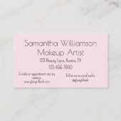 Blush Pink Black Script Photo Makeup Visitekaartje (Achterkant)