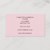 Blush Pink Black Script Photo Makeup Visitekaartje (Achterkant)