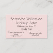 Blush Pink Black Script Photo Makeup Visitekaartje (Achterkant)