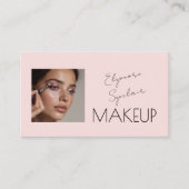 Blush Pink Black Script Photo Makeup  Visitekaartje (Voorkant)