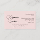 Blush Pink Black Script Photo Makeup  Visitekaartje (Achterkant)