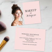 Blush Pink Black Script Photo Makeup Visitekaartje