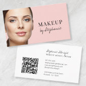 Blush Pink Black Script Photo Makeup Visitekaartje