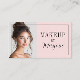 Blush Pink Black Script Photo Makeup Visitekaartje