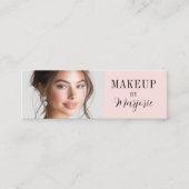 Blush Pink Black Script Photo QR Code Makeup Mini Visitekaartje (Voorkant)