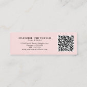 Blush Pink Black Script Photo QR Code Makeup Mini Visitekaartje (Achterkant)