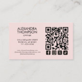 Blush Pink Black Script Qr Code Social Icon Makeup Visitekaartje (Achterkant)