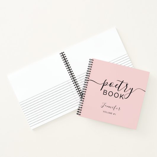 Blush Pink Black Script Your Name Poetry Notitieboek (Binnen)