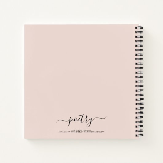Blush Pink Black Script Your Name Poetry Notitieboek (Achterkant)