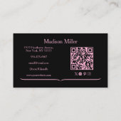Blush Pink Black Social Icon QR Code Photo Makeup Visitekaartje (Achterkant)