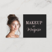 Blush Pink Black Social Icon QR Code Photo Makeup Visitekaartje (Voorkant)