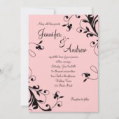 Blush Pink Black Swirls Pearl Weddenschap Kaart (Voorkant)