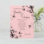 Blush Pink Black Swirls Pearl Weddenschap Kaart (Staand voorkant)