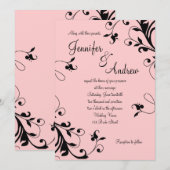 Blush Pink Black Swirls Pearl Weddenschap Kaart (Voorkant / Achterkant)