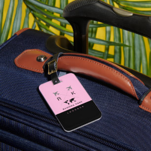 Blush Pink / Black Travel Bagagelabel met haar naa