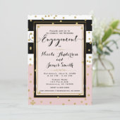 Blush Pink Black White Gold Glam Engagement Party Kaart (Staand voorkant)