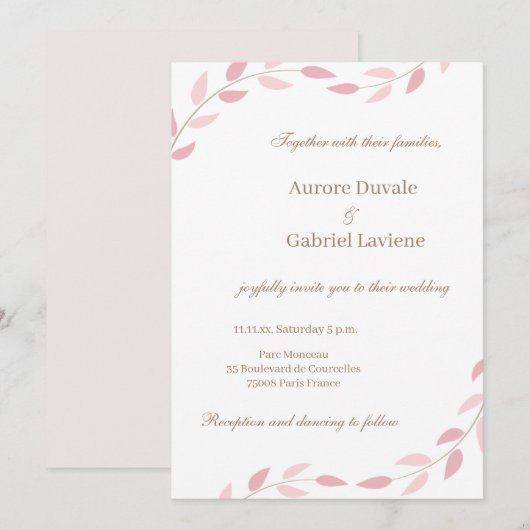 Blush Pink Bladeren Herfst Botanische Elegante Huw Kaart (Voorkant / Achterkant)