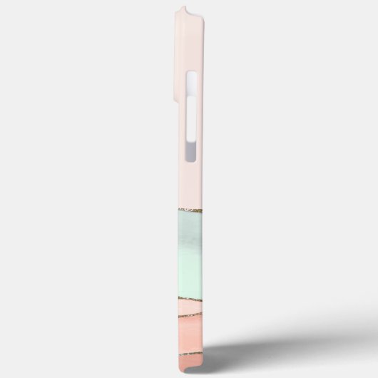 Blush Pink Blauwgroen Glitter Ombre Marble Monogra Case-Mate iPhone Case (Achterkant / Links)