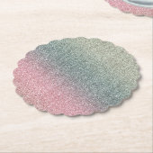 Blush Pink Blauwgroen Mint Sparkle Glitter Kartonnen Onderzetters (Gekanteld)