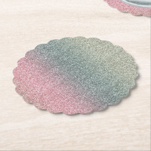 Blush Pink Blauwgroen Mint Sparkle Glitter Kartonnen Onderzetters