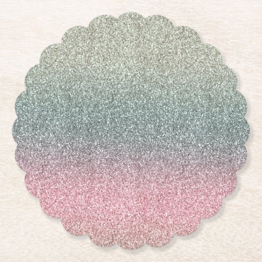 Blush Pink Blauwgroen Mint Sparkle Glitter Kartonnen Onderzetters (Voorkant)