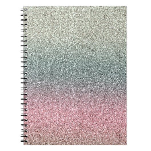 Blush Pink Blauwgroen Mint Sparkle Glitter Notitieboek (Voorkant)