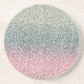 Blush Pink Blauwgroen Mint Sparkle Glitter Zandsteen Onderzetter (Voorkant)
