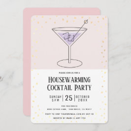 Blush Pink Block Housewarming Cocktail Party Kaart